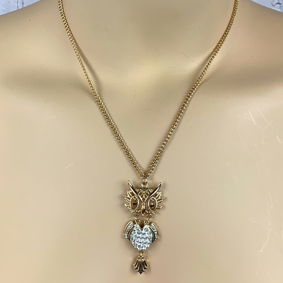 Rhinestone Owl Charm Chain Necklace - Picture 7 of 7